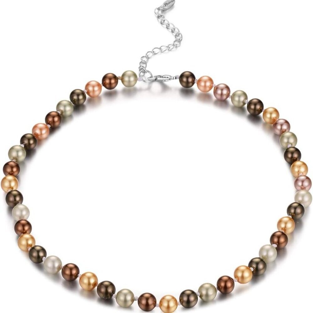 Beaded Strand Pearl Choker Necklace - Fashion Jewelry Birthday Gifts For Women